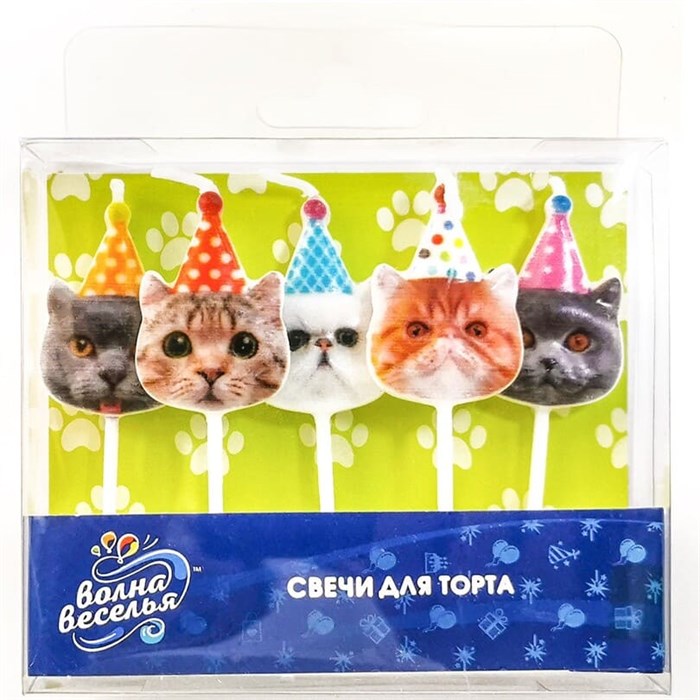Свеча Фигура Котики 6см 5шт 629241