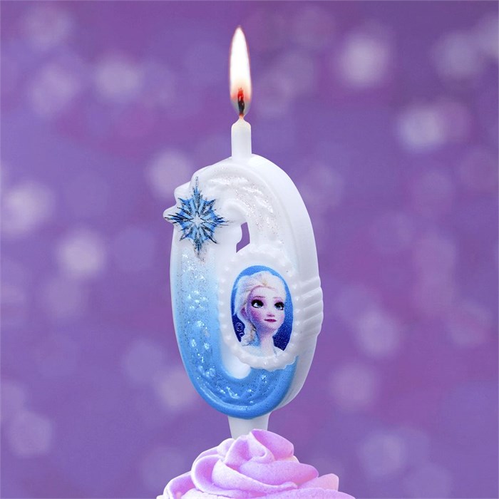 Свеча Цифра 0 Холодное сердце 12см 0790