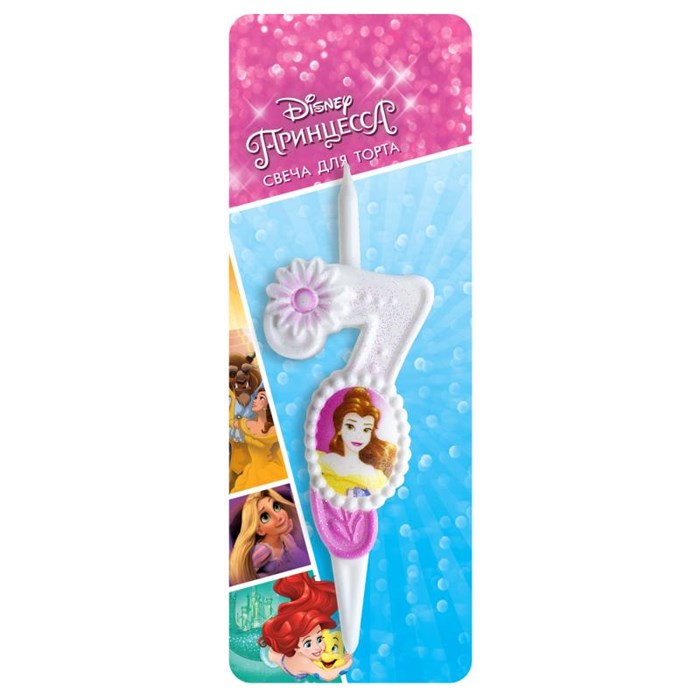 Свеча Цифра 7 Принцессы Диснея 10см 2917