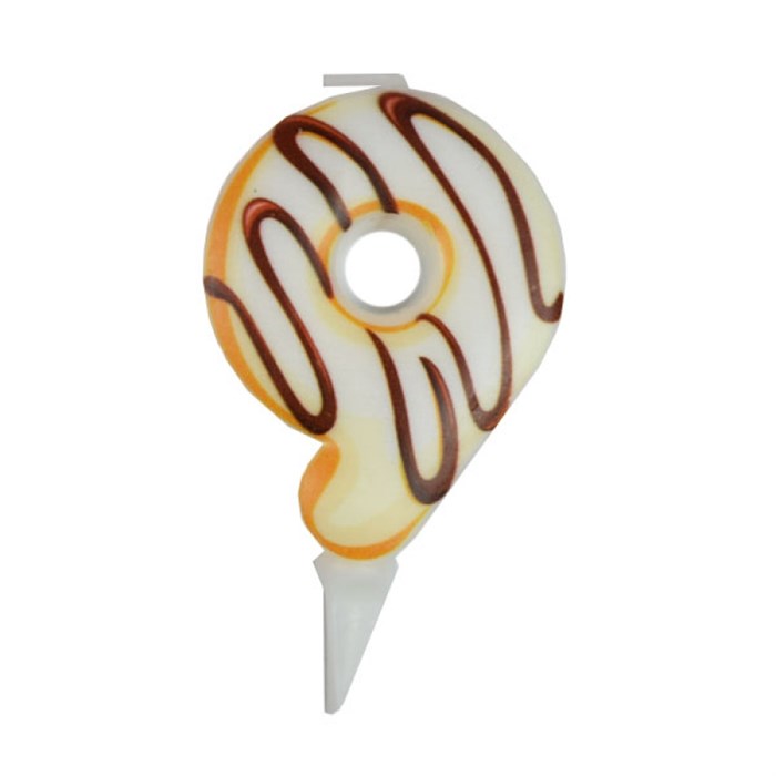 Свеча Цифра 9 Пончик 6см 6058081