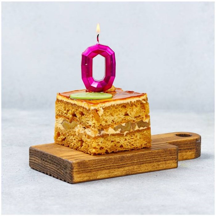 Свеча Цифра 0 Диамант Маджента 4,5см 1502-4842