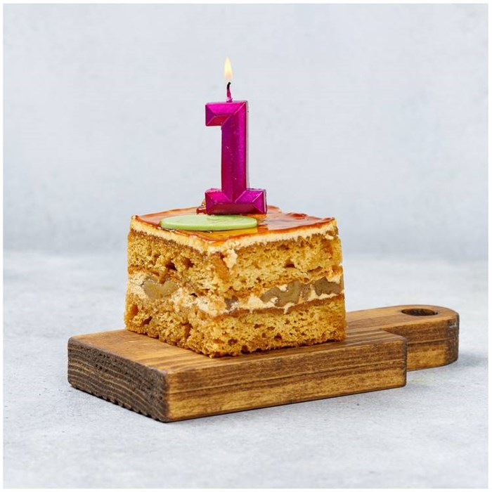 Свеча Цифра 1 Диамант Маджента 4,5см 1502-4843