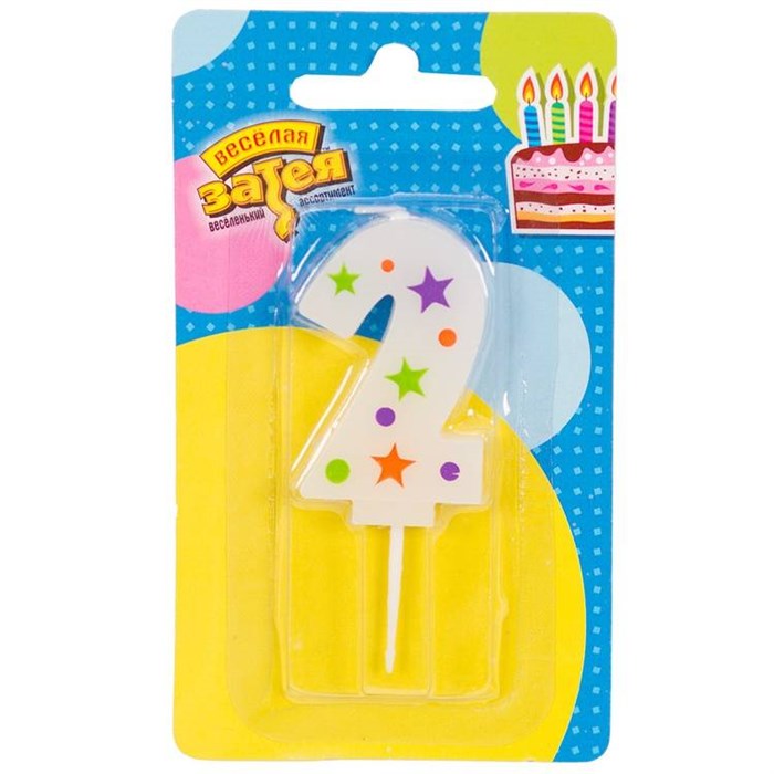 Свеча Цифра 2 Звезды 5см 1502-4226