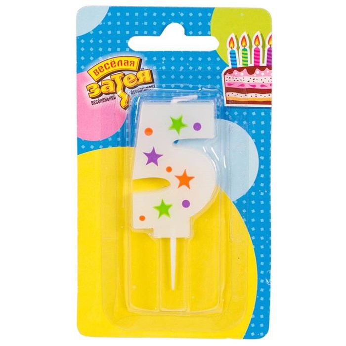 Свеча Цифра 5 Звезды 5см 1502-4229