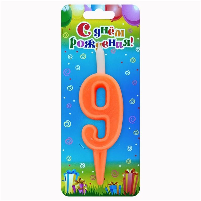 Свеча Цифра 9 Разноцвет 3109