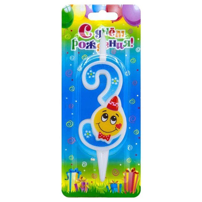 Свеча Цифра 3 Смайлик 3203