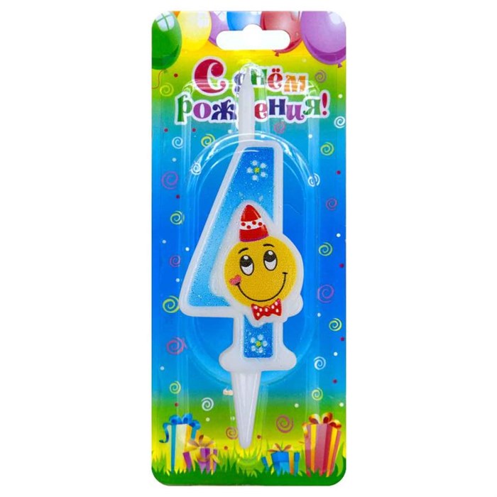 Свеча Цифра 4 Смайлик 3204