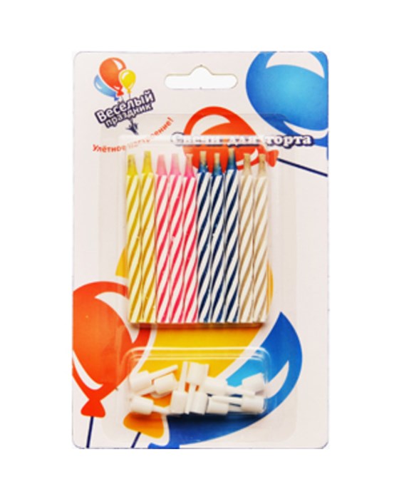 Свечи Негаснущие с держателями 10шт 131002