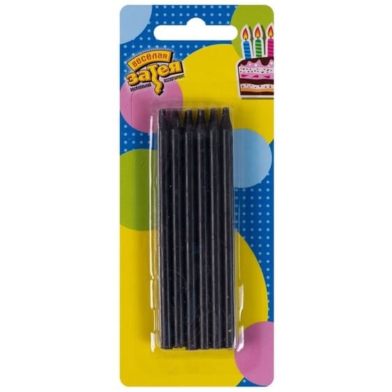 Свечи для торта Черные 10см 12шт 1502-5233