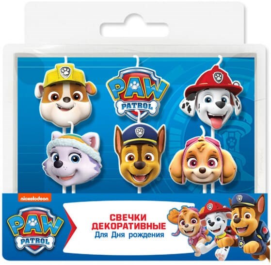 Свечи Щенячий Патруль 6,5 см 6 шт. 501229