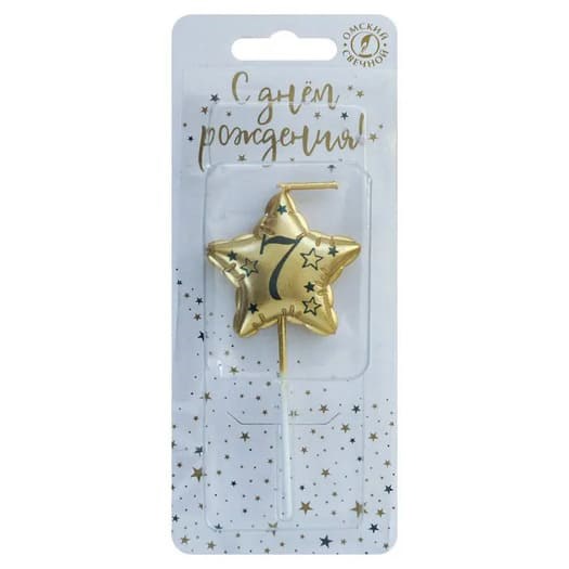 Свеча Звезда 7 Золото Металлик 9 см 0907