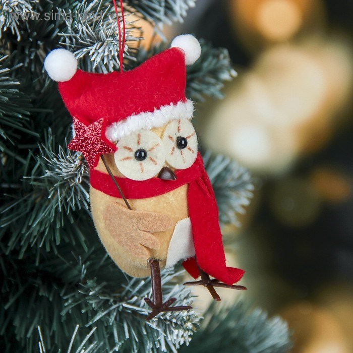 Мягкая совушка яркая 9см в шапочке 3249352