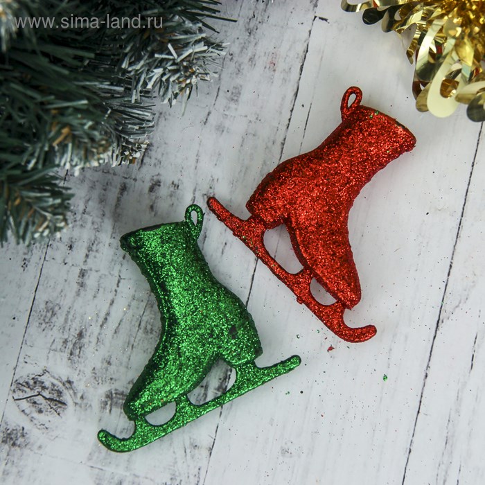 Украшение ёлочное Коньки блеск 2шт 8*7,5см 3570497 3570497