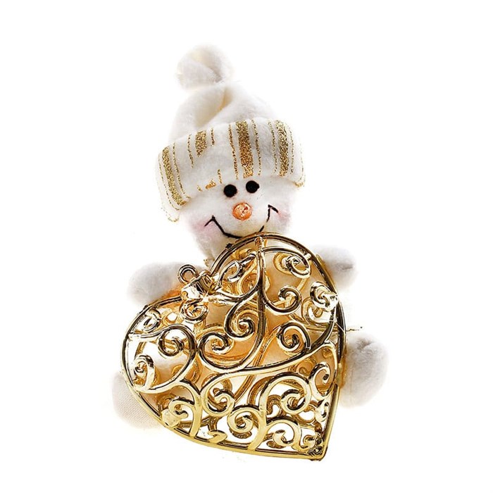 Мягкая игрушка сердце резное Снеговик 8см 540606 540606