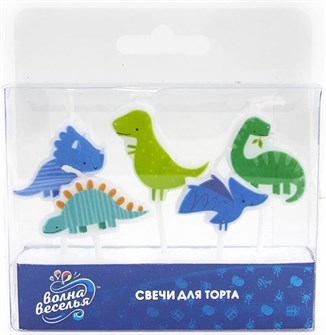 Свеча Фигура Динозавры Ассорти 7см 5шт 700191