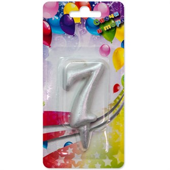 Свеча Цифра 7 Серебро 8см 1425