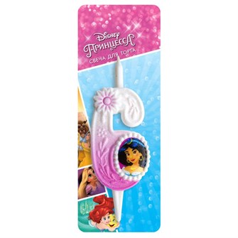 Свеча Цифра 6 Принцессы Диснея 10см 2916