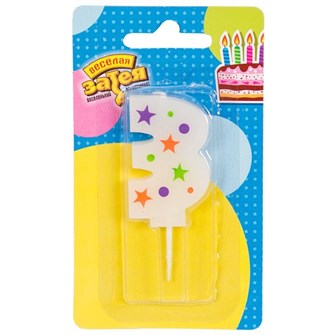 Свеча Цифра 3 Звезды 5см 1502-4227