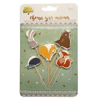Свечи для торта на пиках Лесные друзья 5шт 1502-3868