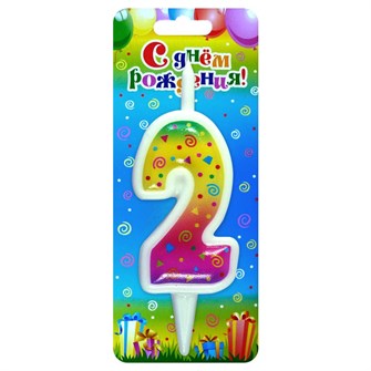 Свеча Цифра 2 Радужная 2952