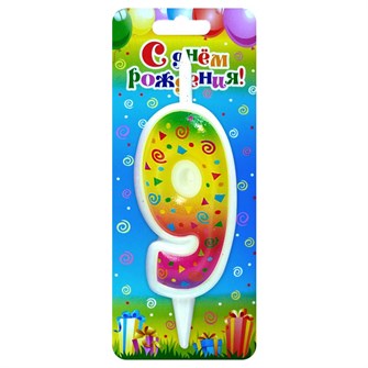 Свеча Цифра 9 Радужная 2959