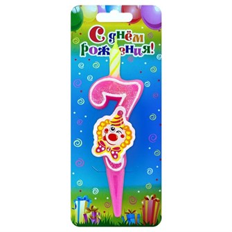 Свеча Цифра 7 С клоуном 3027