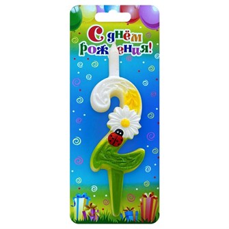 Свеча Цифра 2 С ромашками 3063
