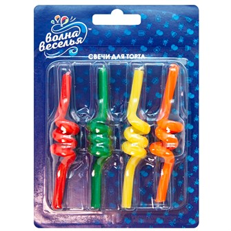Свечи Разноцветные Спираль 4шт 703040