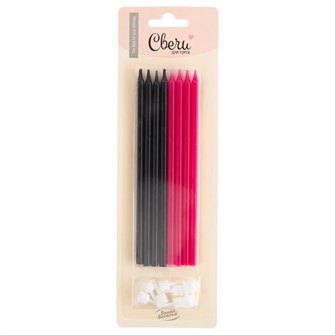 Свечи Черный/Фуше 0,55*14,5 + 1 см 8 шт. с держат. 630259