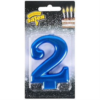 Свеча Цифра 2 Синяя 8см 1502-6106