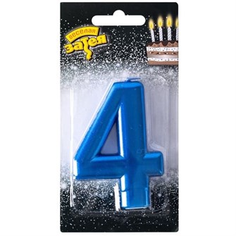 Свеча Цифра 4 Синяя 8см 1502-6108