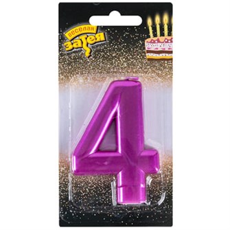 Свеча Цифра 4 Ярко-розовая 8см 1502-6098