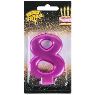 Свеча Цифра 8 Ярко-розовая 8см 1502-6102