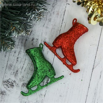 Украшение ёлочное Коньки блеск 2шт 8*7,5см 3570497 3570497