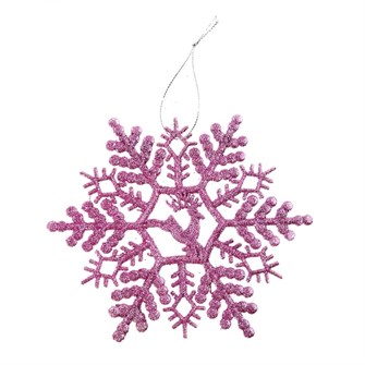 Украшение пластик посыпка блеск 145*145см снежинка с олешкой розовая 905638 905638