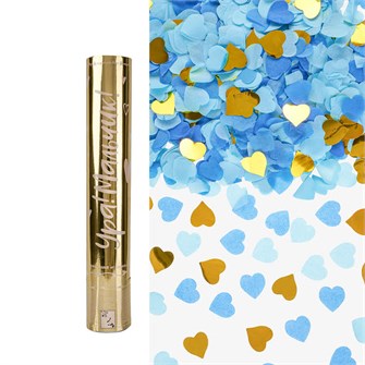 Хлопушка Бумфети 30см Ура Мальчик! Сердца Голубой/Золото 723006 723006