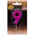 Свеча Цифра 9 Диамант Маджента 4,5см 1502-4851