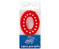 Свеча Цифра 0 Красная в белую точку 4,3см 803140