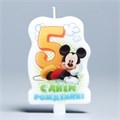 Свеча Надпись С днем рождения! Цифра 5 Микки-Маус 9*15см 1169604 1169604