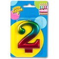 Свеча Цифра 2 Радуга металлик 8см 1502-3766 1502-3766