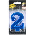 Свеча Цифра 2 Синяя 8см 1502-6106