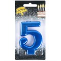Свеча Цифра 5 Синяя 8см 1502-6109