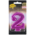 Свеча Цифра 2 Ярко-розовая 8см 1502-6096