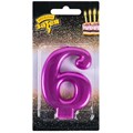 Свеча Цифра 6 Ярко-розовая 8см 1502-6100